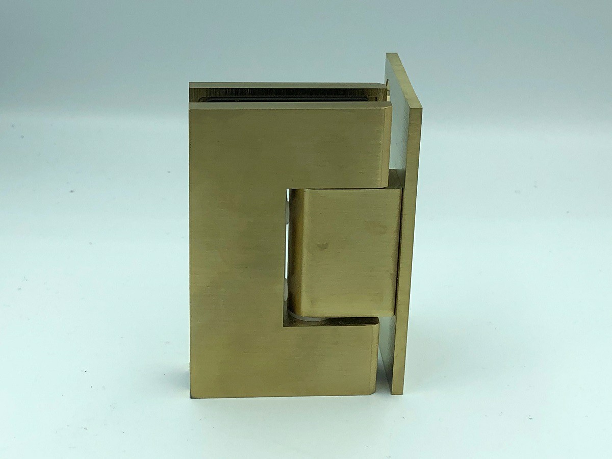 Raw Brass L shaped glass to wall hinge